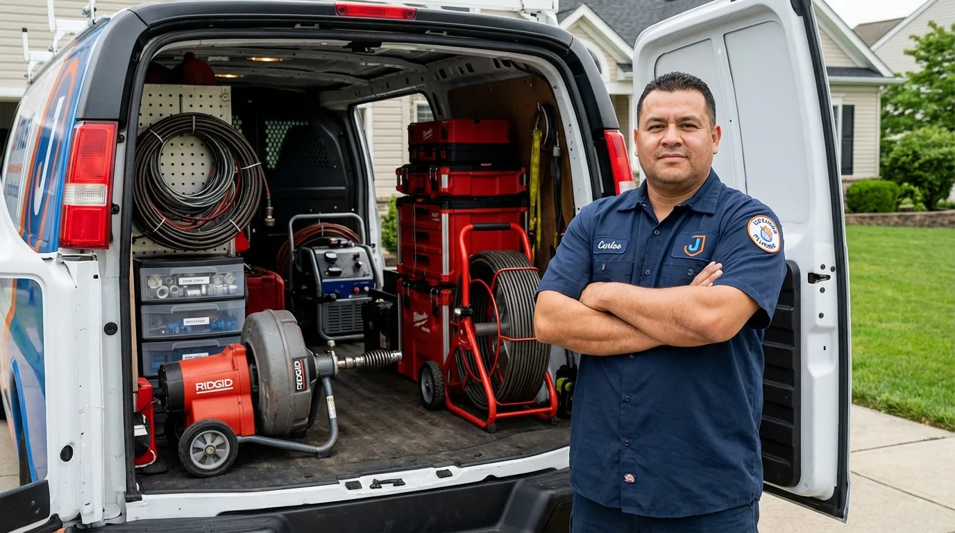 Professional drain cleaning equipment and Johns Plumbing LLC plumber in Occoquan