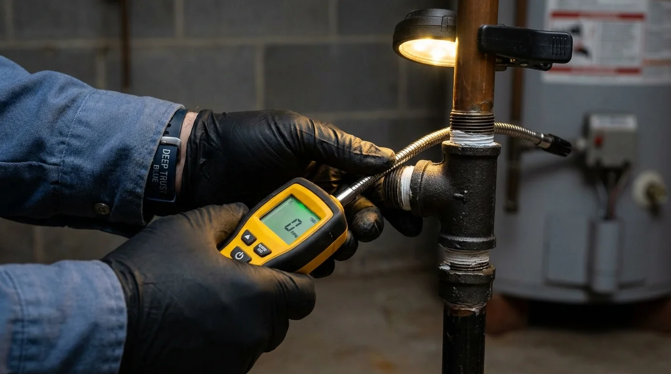 Gas leak detection with electronic sniffer by Johns Plumbing LLC in Occoquan